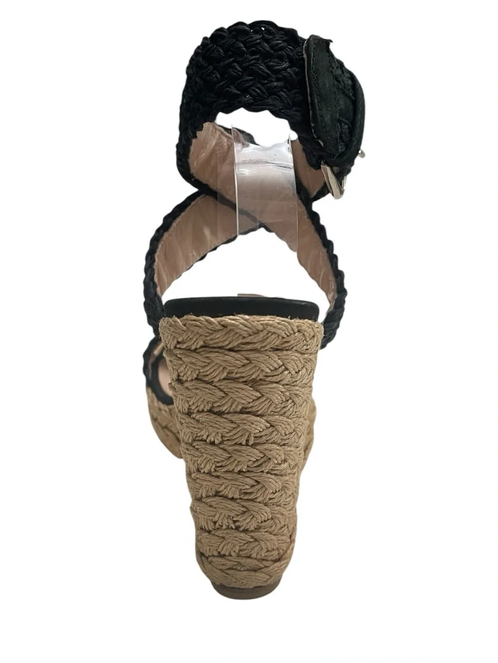 Stuart Weitzman Aspire Black Braided Espadrille Wedge Sandals 9.5M